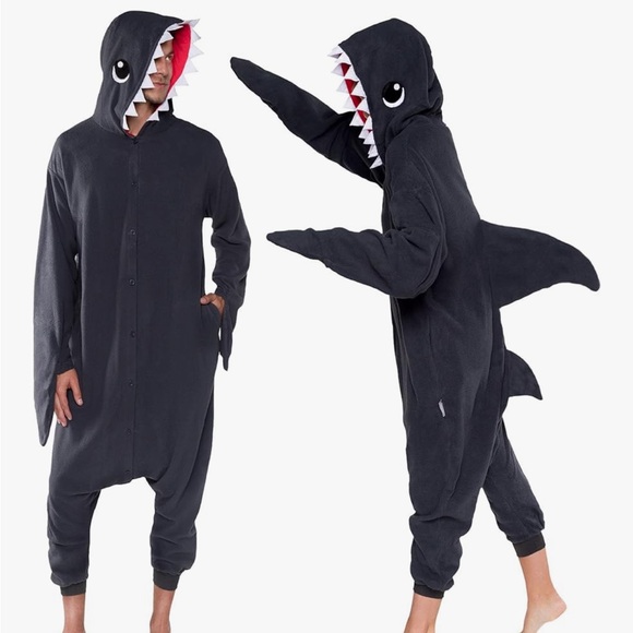 Shark Costume Onesie in Dark Gray - Picture 1 of 14